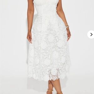 Fashion Nova White Strapless Fit and Flare Dress